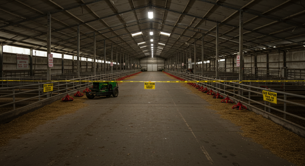 Farm closed with bird flu.